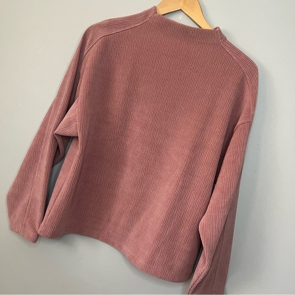 Madewell Striped Jacquard Funnelneck Rosewood Pink Long Sleeve Top Size M NWT - Picture 7 of 16